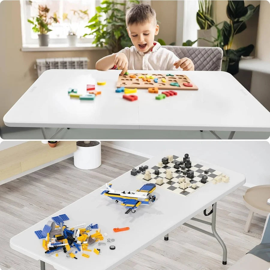 6ft Folding Table, Portable Collapsible Plastic