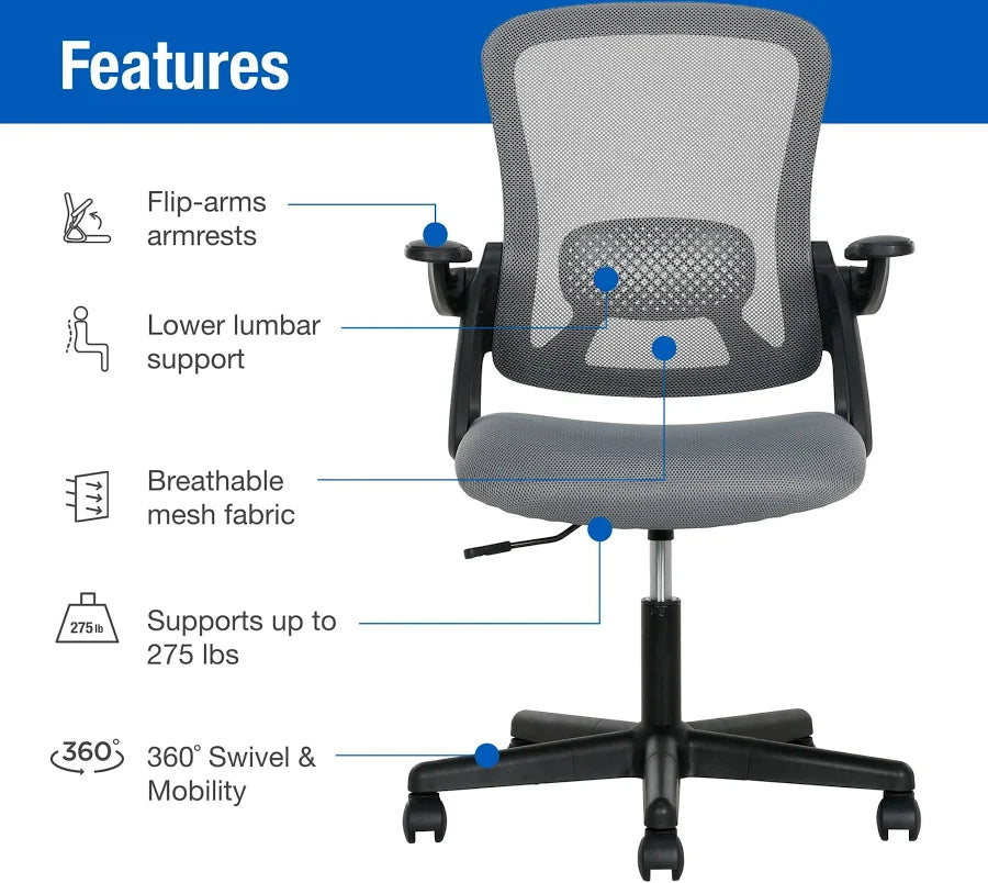 Ergonomic Mesh Back Office Chair with Flip up Arms