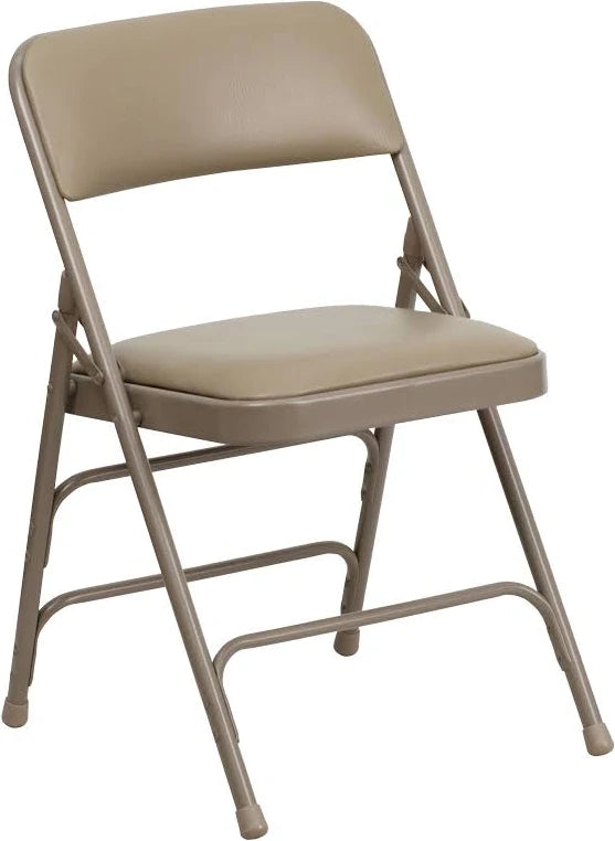Curved Triple Braced Double Hinged Vinyl Metal Folding Chair