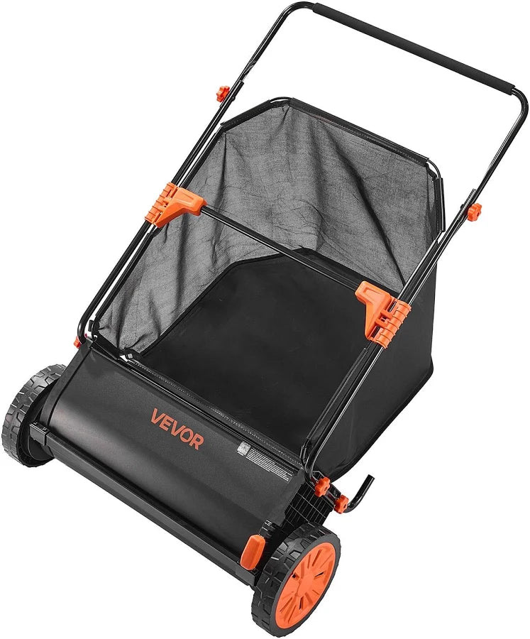 Push Lawn Sweeper 26 in Leaf & Grass Collector with 7 cu. ft. Hopper Bag