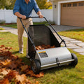 26 inch Push Lawn Sweeper with 7 Cu.Ft Hopper 4-Brush Leaf Collector Picker