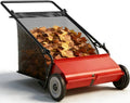 26 Inch Heavy Duty Push Lawn Sweeper 4 Spinning Brushes Steel Frame 7 Cu. Ft. Adjustable Height Collector for Grass Leaves Yard Debris, Size: Large