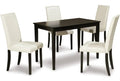 5-Piece Compact Dining Table Set with 4 Brown Faux Leather Chairs