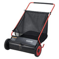 Efficient Yard Cleanup Push Lawn Sweeper 26-Inch, 4 Spinning Brushes, Large 7 Cu. ft. Mower, Red Black