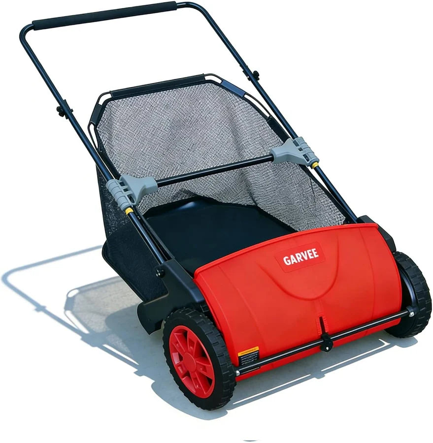 Push Lawn Sweeper, 21inch Leaf & Grass Collector, Heavy Duty Thickened Steel Durable Manual Leaf Sweeper to Use with Large Capacity 3.5 Cu. ft. Mesh