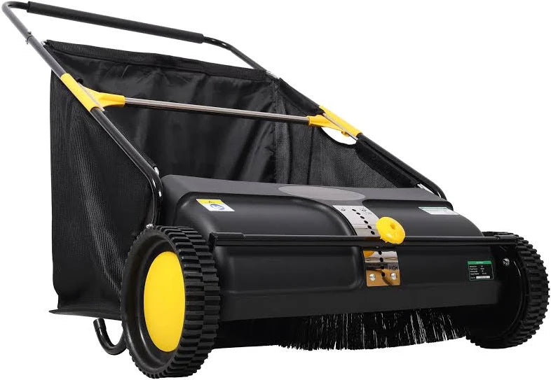 26 Inch Hand Push Lawn Sweeper for Yard Cleanup with 7 cu. ft Hopper Bag