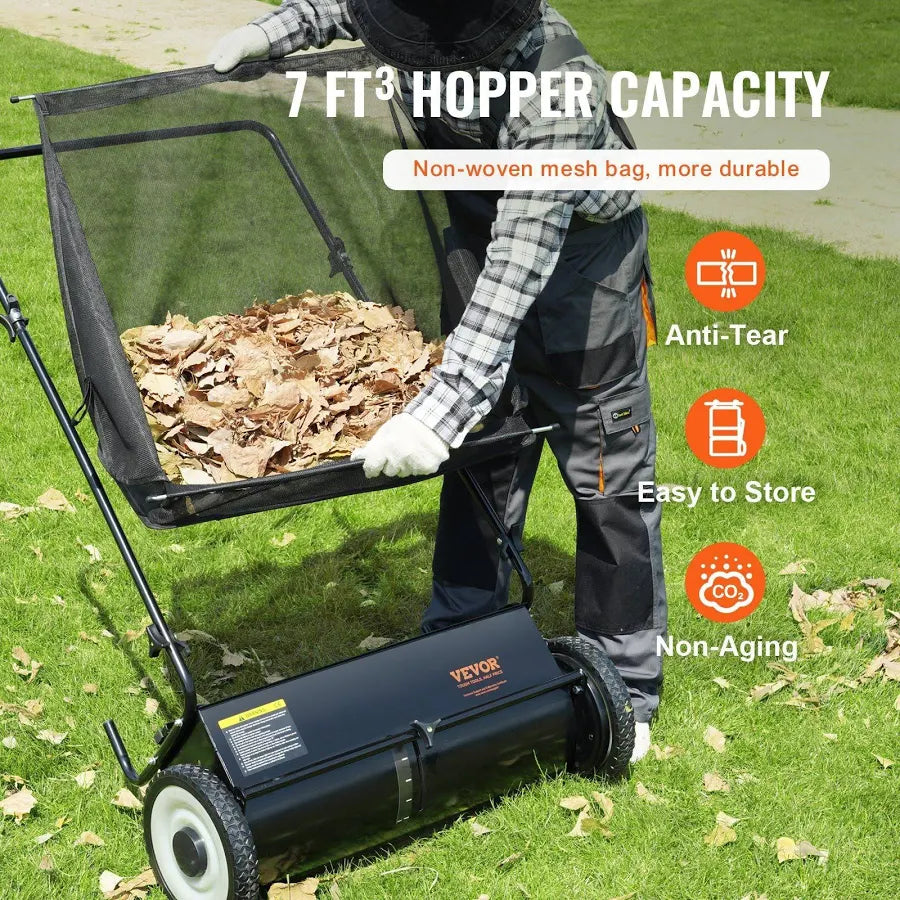 Push Lawn Sweeper 26-Inch Leaf and Grass Collector