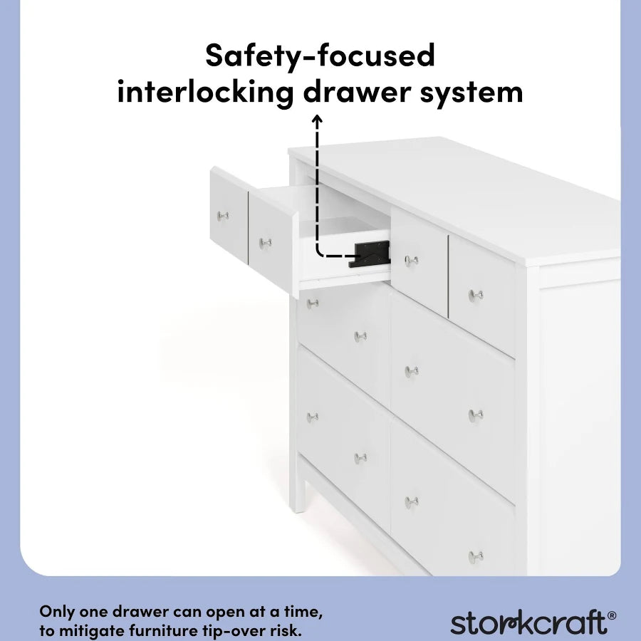 6 Drawer Double Dresser for Nursery and Kids Bedroom