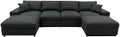 134" Cloud Sectional Couch U-Shaped Chaise With Ottoman,Modern Corduroy Deep-Seat Upholstered Modular Cloud Sofa With 2 Pillows For Living Room