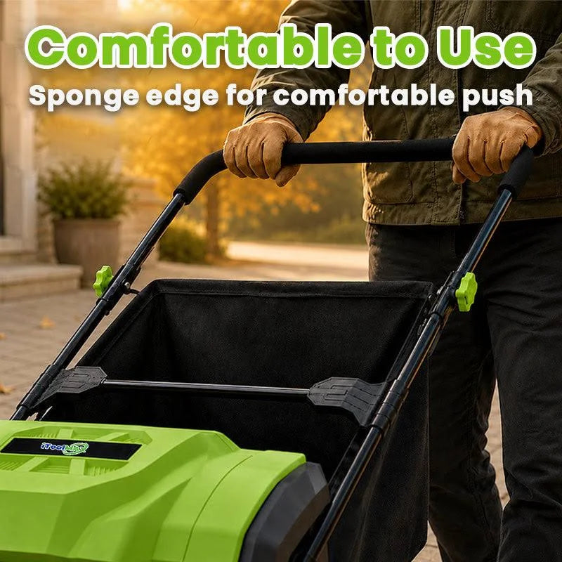 22-Inch Push Lawn Sweeper Leaf Collector Manual Grass & Leaf Cleanup Tool with Large Collection Bag