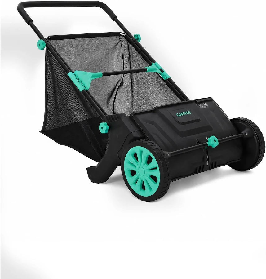 Manual Push Lawn Sweeper Leaf & Grass Collector 21 in Sweeping Width 3.5 cu ft Leaf Blower Bag