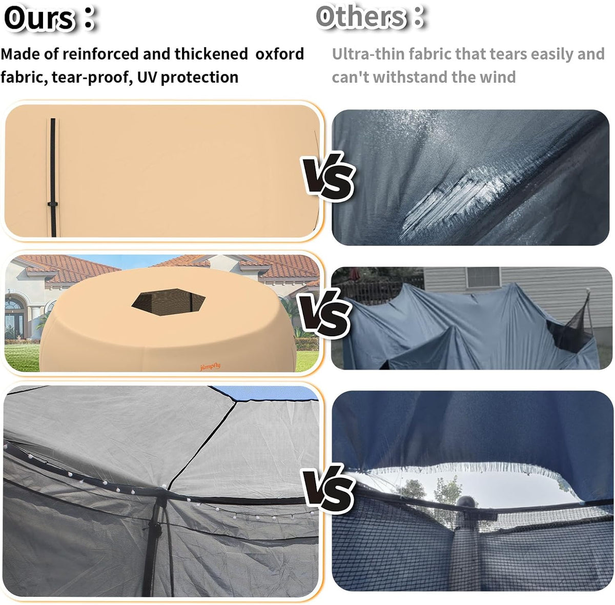 14FT Trampoline Club House Tent Cover with Zipper Door & Screen Windows