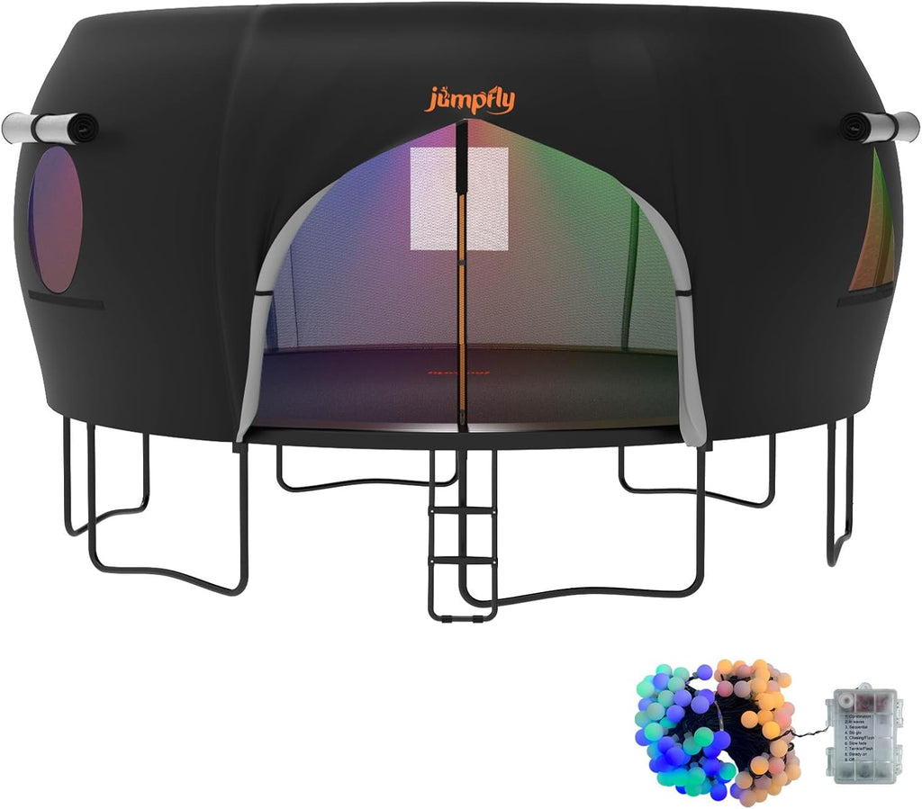 14FT Trampoline Club House Tent Cover with Zipper Door & Screen Windows