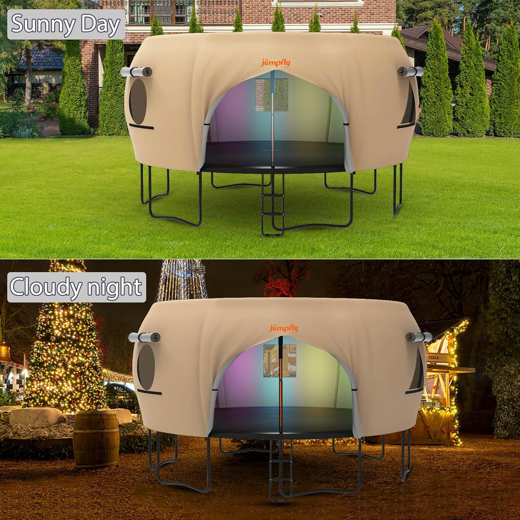 14FT Trampoline Club House Tent Cover with Zipper Door & Screen Windows